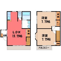 みやのもりハイツ Aの物件間取画像